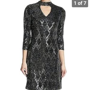 Eliza J. Woman's  Black Sparkle‎ Holiday Dress sz 14 NWT 158 $
